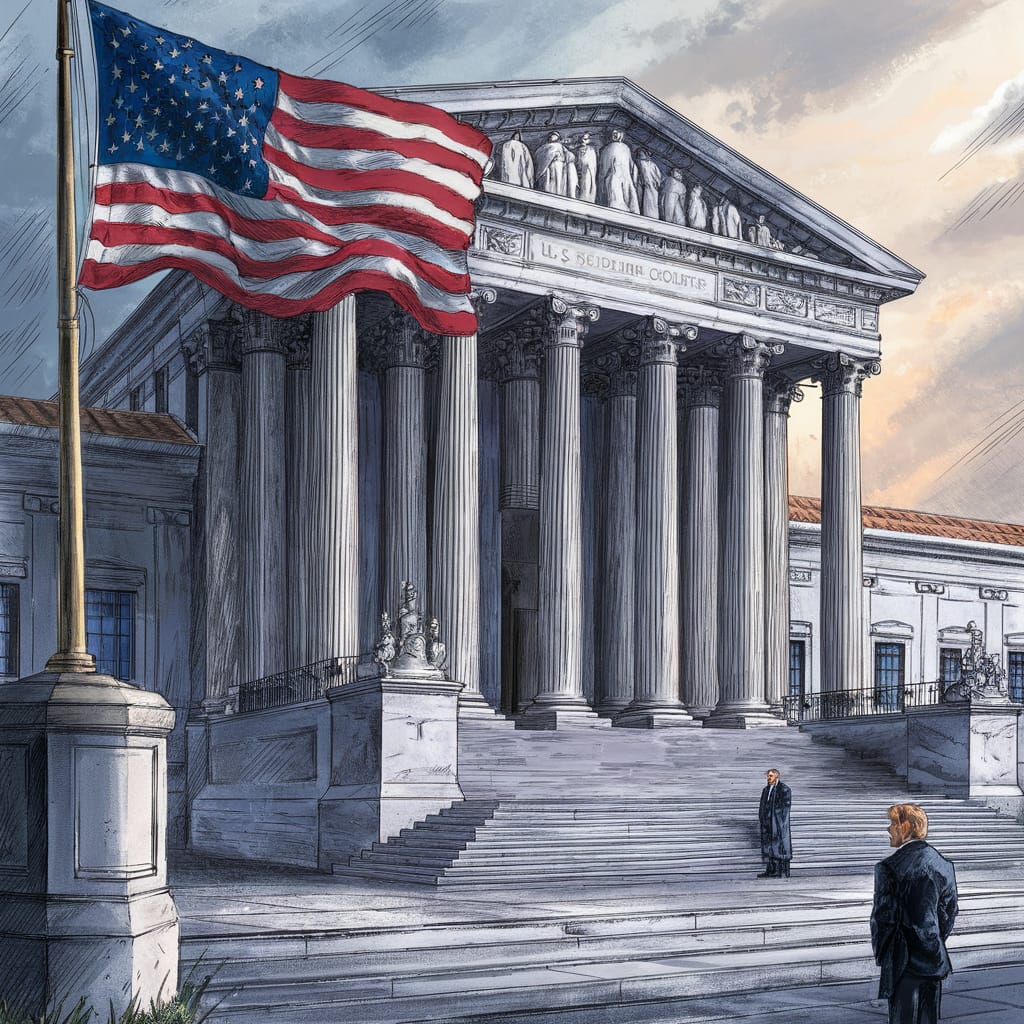 Supreme Court Building with American Flag